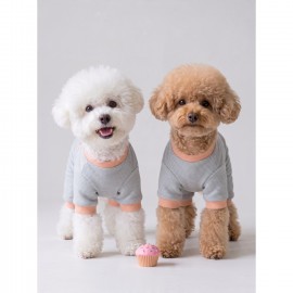 Sweet Cupcake Köpek Tulumu | Gri Beyaz İnce Çizgili 