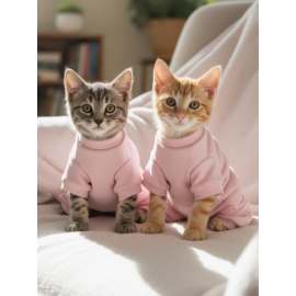 Tassel and Rainbow Soft Pink - Pastel Pembe Pamuklu Kedi Tulum Pijama