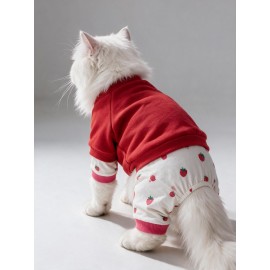 Tatlı Çilek Duo – Çilekli Kedi Tulum & Sweat Kombini