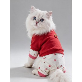 Tatlı Çilek Duo – Çilekli Kedi Tulum & Sweat Kombini