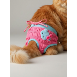 Teddie Dişi Kedi Regl Külotu | Kedi Donu | Kedi İç Çamaşırı | Ayarlanabilir Bağcıklı | Küçük Irklar İçin