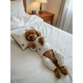 Teddy Chic Köpek Uyku Takımı | Pamuklu Penye Köpek Tulumu ve Mini Yastık | Küçük Irklar İçin | Tüy Dökülmesini Azaltır