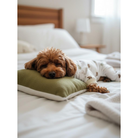 Teddy Chic Köpek Uyku Takımı | Pamuklu Penye Köpek Tulumu ve Mini Yastık | Küçük Irklar İçin | Tüy Dökülmesini Azaltır