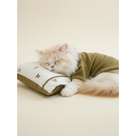 Teddy Forest Chic Polar Sweat ve Yastık Takımı – Kediler İçin Uyku by Kemique