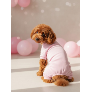 Soft Pink Pamuklu Köpek Tulumu Pastel Pembe Pijama