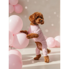 Soft Pink Pamuklu Köpek Tulumu Pastel Pembe Pijama