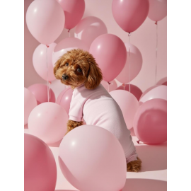 Soft Pink Pamuklu Köpek Tulumu Pastel Pembe Pijama