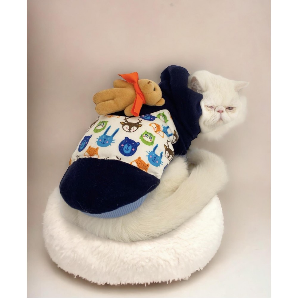 Teddy Roo Kapşonlu Kedi Sweatshirt Kedi Kıyafeti Kedi Elbisesi Kedi Giyim 
