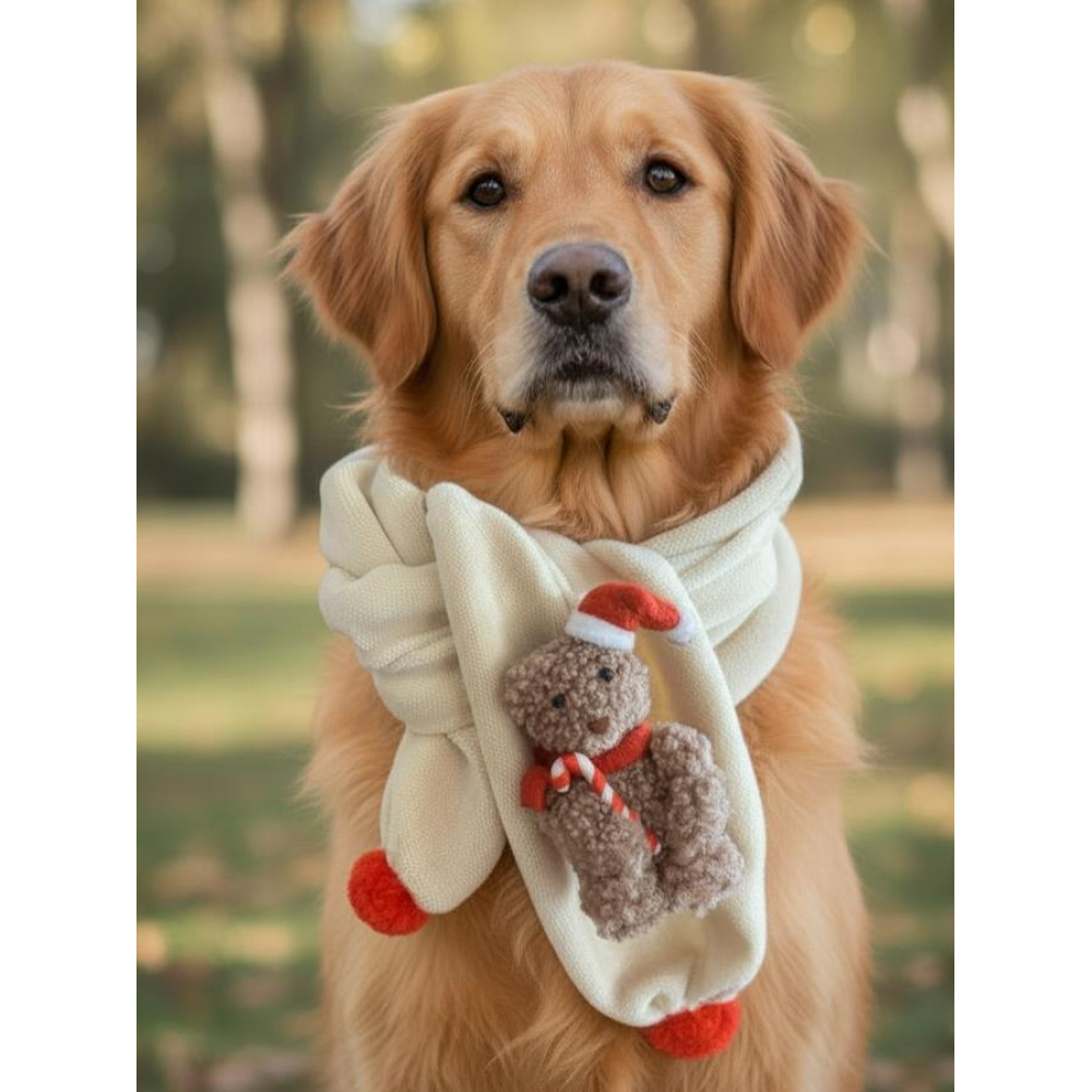 Teddy Santa Yılbaşı Köpek Atkısı | Polar Peluş Köpek Atkısı | Köpek Yılbaşı Aksesuarı | Orta ve Büyük Irklar İçin