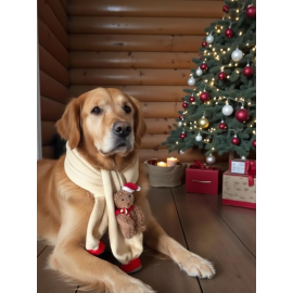 Teddy Santa Yılbaşı Köpek Atkısı | Polar Peluş Köpek Atkısı | Köpek Yılbaşı Aksesuarı | Orta ve Büyük Irklar İçin