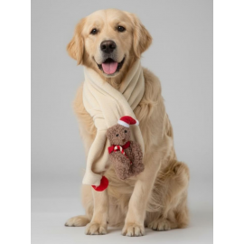Teddy Santa Yılbaşı Köpek Atkısı | Polar Peluş Köpek Atkısı | Köpek Yılbaşı Aksesuarı | Orta ve Büyük Irklar İçin