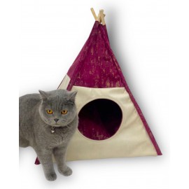 Tepee Eight Kedi Evi, Kedi Barınağı, Kedi Çadırı, Minderli Kedi Yatağı