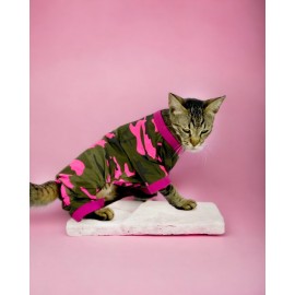 Pinky Camouflage Penye Tulum Kedi Tulumu Kedi Elbisesi