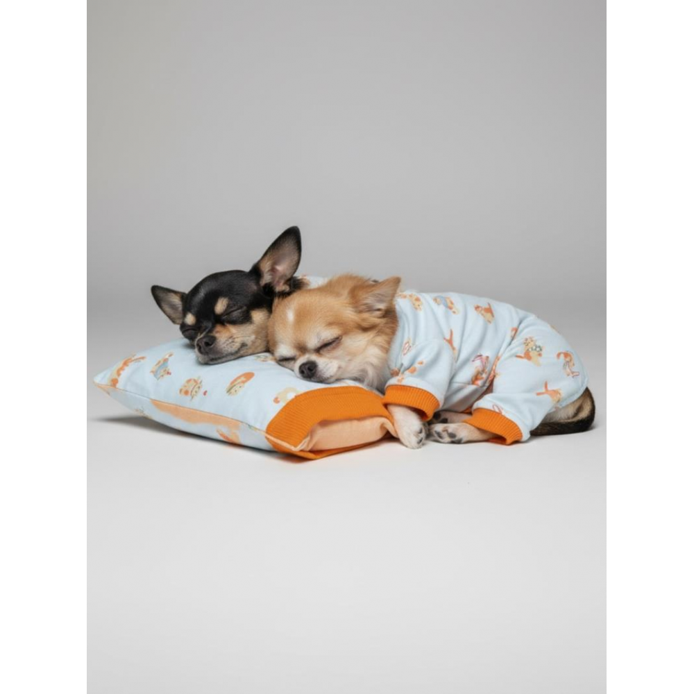 Cozy Meow Köpek Uyku Takımı | Pamuklu Penye Köpek Tulumu ve Mini Yastık | Küçük Irklar İçin | Tüy Dökülmesini Azaltır