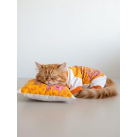 Tiger Leopar Desenli Penye Kedi Tulum | Tüy Dökülmesini Azaltmaya Yardımcı | Yumuşak & Rahat Kedi Kıyafeti