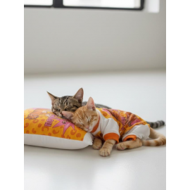 Tiger Leopar Desenli Penye Kedi Tulum | Tüy Dökülmesini Azaltmaya Yardımcı | Yumuşak & Rahat Kedi Kıyafeti