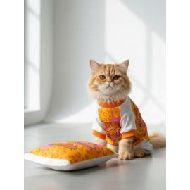 Tiger Leopar Desenli Penye Kedi Tulum | Tüy Dökülmesini Azaltmaya Yardımcı | Yumuşak & Rahat Kedi Kıyafeti