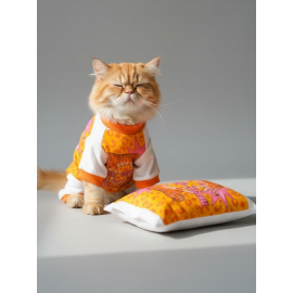 Tiger Leopar Desenli Penye Kedi Tulum | Tüy Dökülmesini Azaltmaya Yardımcı | Yumuşak & Rahat Kedi Kıyafeti