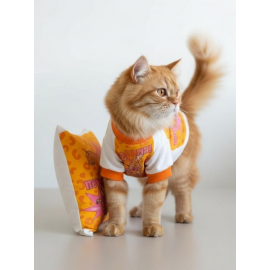 Tiger Leopar Desenli Penye Kedi Tulum | Tüy Dökülmesini Azaltmaya Yardımcı | Yumuşak & Rahat Kedi Kıyafeti