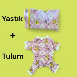 Toad Teddy Penye Kedi Tulum ve Yastık Takım Uyku Seti