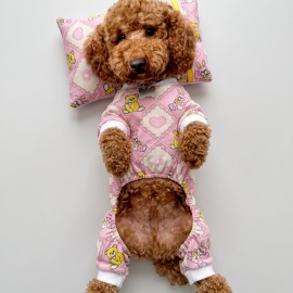 Toad Teddy Penye Tulum Yastık Takım Uyku Set Köpek Tulum Elbise