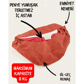 Turuncu Pastel Güderi Dokulu  Kedi Taşıma Çantası – Emniyet Kemerli