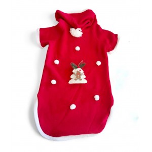 White Tree Kırmızı Yılbaşı Köpek Kıyafeti | Noel Baba Kapüşonlu Polar Sweatshirt | Orta ve Büyük Irklar İçin