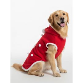 White Tree Kırmızı Yılbaşı Köpek Kıyafeti | Noel Baba Kapüşonlu Polar Sweatshirt | Orta ve Büyük Irklar İçin