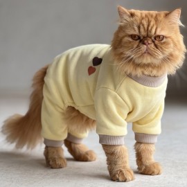 Winter Hearts Kedi Tulumu | Pamuklu Polar Kedi Kıyafeti | Küçük Irklar İçin | Tüy Dökülmesini Azaltır