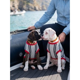Yacht Club Marin Çizgili  Orta ve Büyük Irk Köpek Tişörtü | Lacivert Kırmızı Yazlık Köpek Kıyafeti