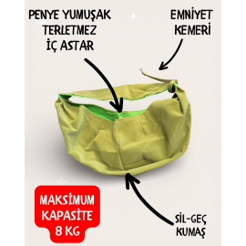 Yeşil Pastel Güderi Dokulu  Kedi Taşıma Çantası – Emniyet Kemerli