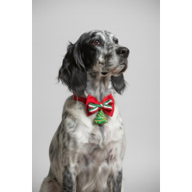 Yılbaşı Agaçı Köpek Papyon Tasması | Kırmızı Fiyonk Boyun Aksesuarı | Noel Temalı Köpek Süsü | Orta ve Büyük Irklar İçin