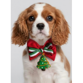 Yılbaşı Ağacı Küçük Irk Köpek Papyon Tasması | Kırmızı Fiyonk Boyun Aksesuarı | Noel Temalı Köpek Süsü