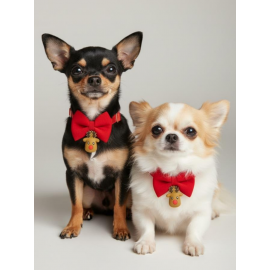 Yılbaşı Geyiği Küçük Irk Köpek Papyon Tasması | Kırmızı Fiyonk Boyun Aksesuarı | Noel Temalı Köpek Süsü