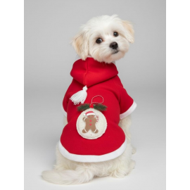 Yılbaşı Köpek Kıyafeti Snow Ball Kırmızı Polar | Kapüşonlu Noel Köpek Kostümü | Küçük Irklar İçin